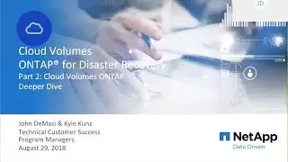 Cloud Volumes ONTAP for Disaster Recovery - Additional Details