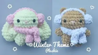 🐰🩷Bunny Crochet and Bear Crochet/Amigurumi ♡Winter Theme♡ |Easy, cute and free pattern|💜🐻