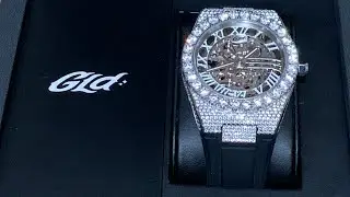 ShopGld Iced Alpha Era Luminous Skeleton 316 w/ Rubber Strap Watch
