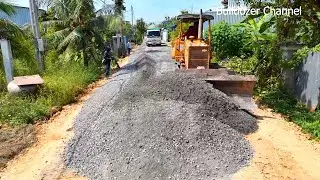 Fantastic Project Make A New Roads Village By Dozer Komatsu D31 Spreading & Gravel Truck Unloading