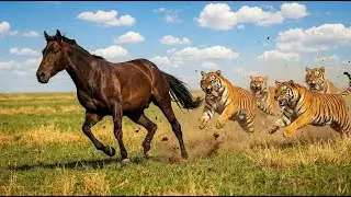 A Beautiful Horse Hunted by Hungry cougars  | RDR2 Wildlife Survival Cinematic 32