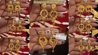 Viral bridal gold earrings designs 2025//light weight gold kan bala design with weight 