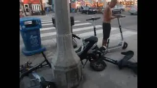 Venice Beach homeless tweaker checks on scooters & Brobots play Tom Petty's AMERICAN GIRL! LA USA