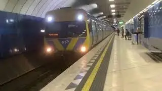 Trains and trams at Parliament station