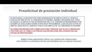 Formulario de pre solicitud SEPE