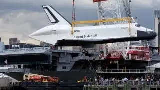 CBS Evening News with Scott Pelley - Space shuttle Enterprise lands on NY aircraft carrier
