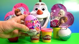 Play Doh Valentines Day Surprise Boxes ❤ Disney Frozen Olaf A Lot Barbie MyLittlePony Hel