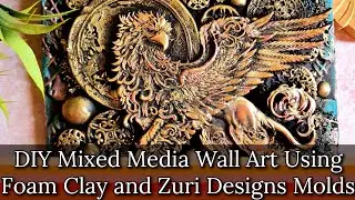 DIY Mixed Media Wall Decor | Baroque Griffin Mold by @DesignWithZuri | Foam Clay Casting