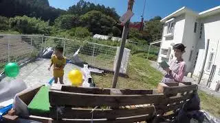 GOPR0769 28 Aug. 2021 Water World, Hit a ball with GoPro, Kaito falls a ball to the river