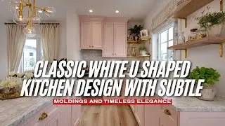Classic White U Shaped Kitchen Design with Subtle Moldings and Timeless Elegance