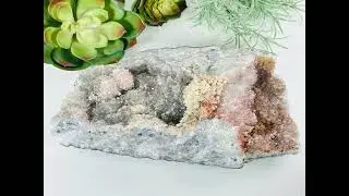 GRAY AMETHYST LARGE CRYSTAL CLUSTER WITH HEMATITE AND CALCITE | ONE-OF-A-KIND