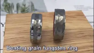 silver hammer tungsten men ring wood inlay