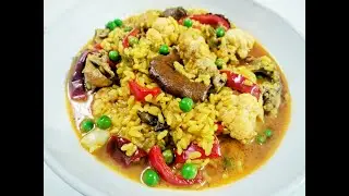 Una f&aacute;cil y deliciosa receta de arroz con pollo setas y coliflor 😋👌