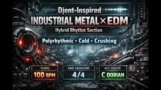 Djent-Inspired Industrial Metal &times; EDM | Polyrhythmic Rhythm Section | 100 BPM | C Dorian