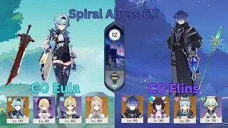 C0 Eula Hypercarry & C0 Flins Lunar-Charged | Genshin Impact | Spiral Abyss 6.7 / Luna VIII Floor 12