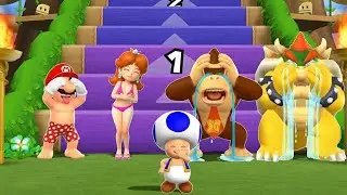 Mario Party 9 Step It Up - Mario Beach Vs Daisy Vs Donkey Kong Vs Bowser (Master CPU)