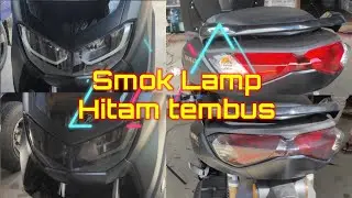 Smok Stiker hitam transparan bagian lampu new Nmax, wrap, wrapping