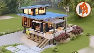 36'x 32'(11m x 10m) Cozy Farm House Design - Elevated House Design