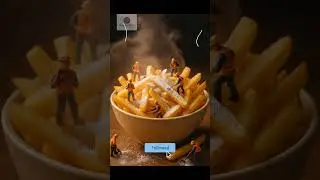 Tiny Workers making French fries 🍟 🥖 #ai #aiart #cooking