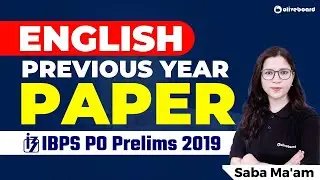 IBPS PO Pre English Previous Year Question Paper 2019 | IBPS PO Previous Year Paper By Saba Ma'am