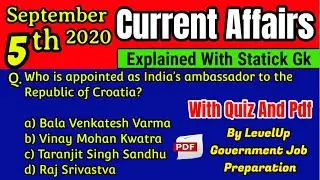 5 September Current affairs 2020 | current affairs by level up | Current affairs in english