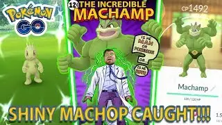 SHINY MACHOP CAUGHT AND EVOLVED IN POKEMON GO!!! SHINY MACHAMP!