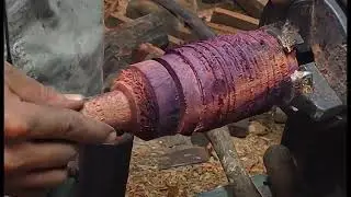 wood cutting on by hand