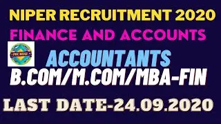 Job#75 NIPER Recruitment 2020 I B Com Graduate I M.Com I MBA Finance