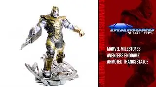 Marvel Movie Milestones Avengers: Endgame Armored Thanos Statue Unboxing + 360
