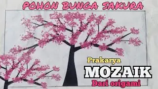 Cara membuat mozaik bunga sakura dari kertas origami