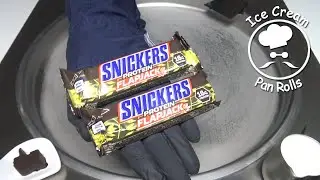 SNICKERS PROTEIN FLAPJACK Ice Cream Rolls | ASMR | mukbang | oddly satisfying food sound