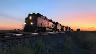Intermodal Train Emerges from Sunset.
