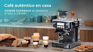Cafetera barista Power Espresso 20 Barista Steel & Grind, 20 bares, molinillo integrado, vaporizador