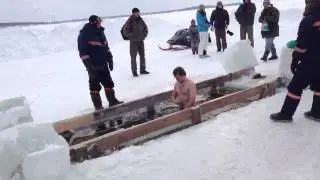 Siberian 'Beach' winter ice swim