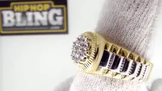 Bling Bling 10K Gold President CZ Mens Hip Hop Ring ERG001