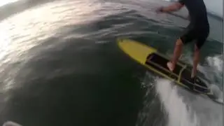 Stand Up Paddle Legend PT SUPing on home beach- filmed by Coreban