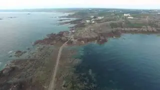 Aerial View Corbiere Lighthouse at Sunset 4K from Sea