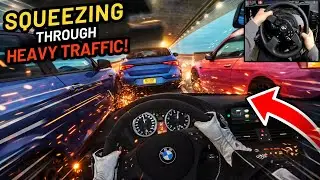 950HP BMW M3 E90 Vs Heavy Traffic - Assetto Corsa | Steering Wheel Gameplay