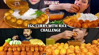 EGG CURRY WITH RICE PURI BOILED 50 EGGS SPICY CURRY MUKBANG CHALLENGE 