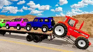 Flatbed Truck Mcqueen | Transportation with Truck - Pothole vs Car #44 - BeamNG.Drive