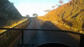 Scania R620 V8 hauled Roadtrain climbing Marandoo Hill in manual gear.