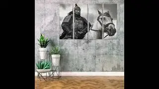 Mongolian Warrior in Armor on Horseback, Historical Canvas Print, Epic Warrior Art