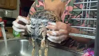 1st Wash on my NEW set of LOCS | Using the Braid & Band Technique | LOCS on low density fine hair