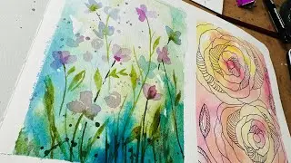 Watercolor Journal Day 74 (Loose wildflowers)