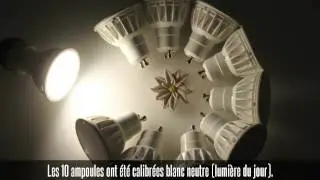 Pack de 10 spots led GU10, 4.5W, 120&deg;, blanc neutre