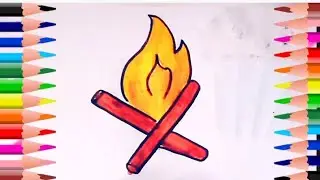 easy camp fire drawing for kids step by step guide || #campfire @RiyaArt007