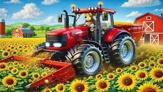Hardworking Farmer 🌻🚜 | Sunflower Planting, Harvest & Farm Transport | Real Farm Animation