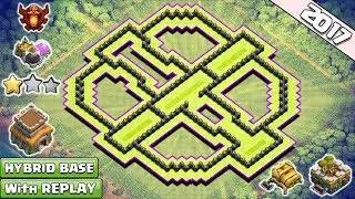 NEW Clash of Clans Town Hall 8 (TH8) Hybrid Base With Gear Up + REPLAY &diams; TH8 base 2017