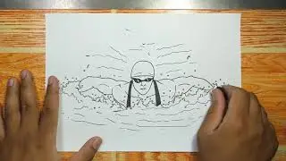 How to draw SWIMMING BOY step by step