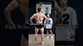 Поза расслабленной спины | Симметричный раунд соревнований по бодибилдингу